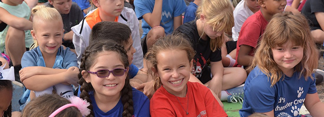 Students posing outside on Spirit Day